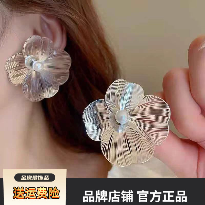 金属花朵耳环欧美风夸张大气时尚