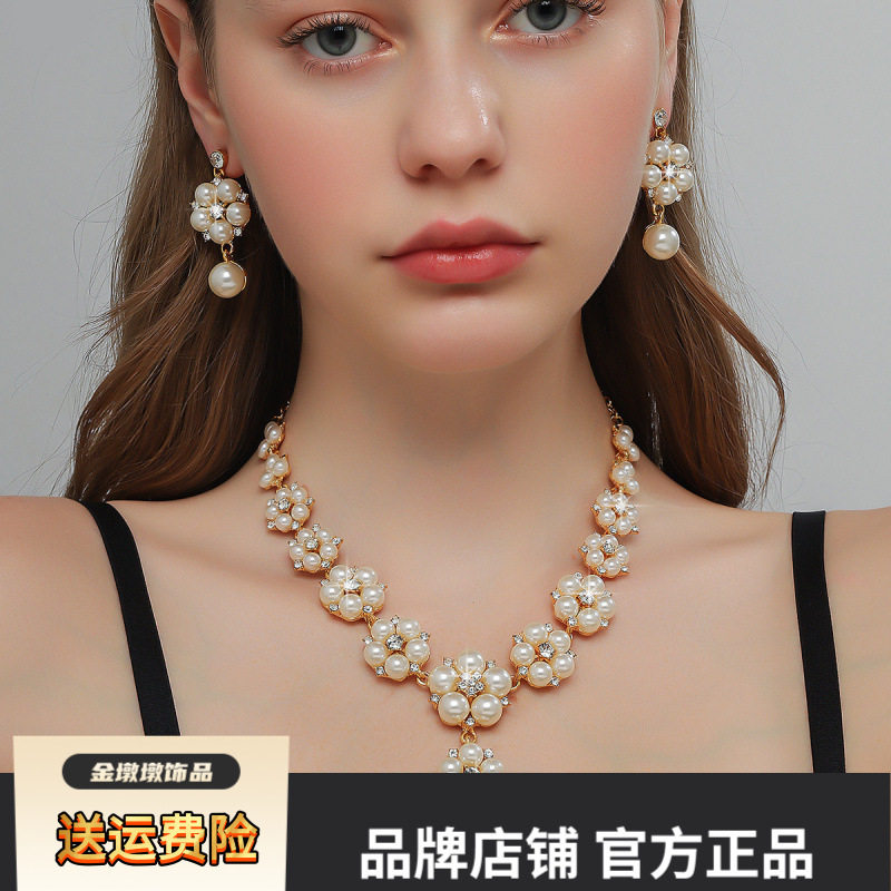 欧美爆款复古个性仿珍珠镶钻树叶