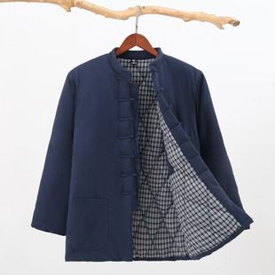 冬季加厚棉麻外套男款中式复古唐装棉袄高级感盘扣棉衣服保暖汉服
