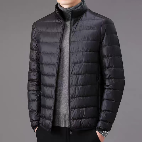 中老年棉衣男短款冬季轻薄立领羽绒棉服工作服黑色小棉袄爸爸外套