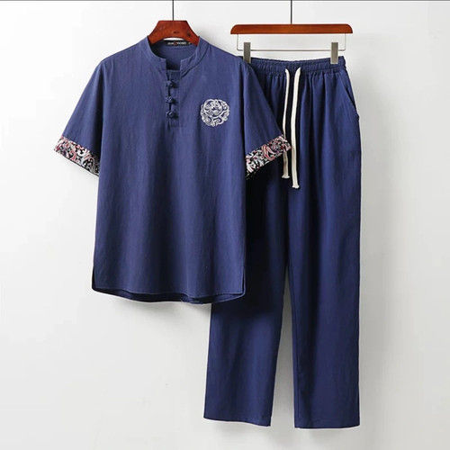 佛系禅意居士服汉服夏中式套装亚麻道家服装男女打坐修行唐装茶服