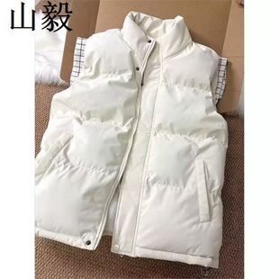 白色立领棉服马甲外套冬季韩版男女加厚保暖坎肩内搭叠穿棉衣背心
