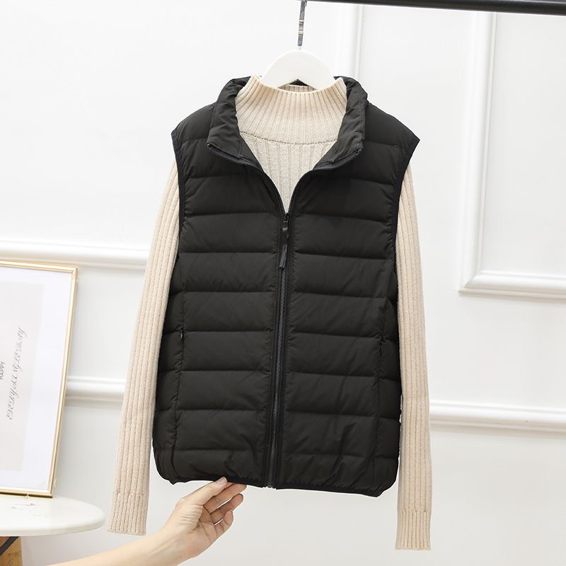 新款女轻薄羽绒棉马甲背心女短款立领轻薄无缝轻便外套羽绒棉内胆