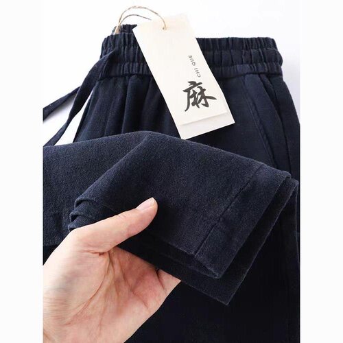裤子男夏季高端棉麻裤子宽松直筒裤夏季薄款棉麻