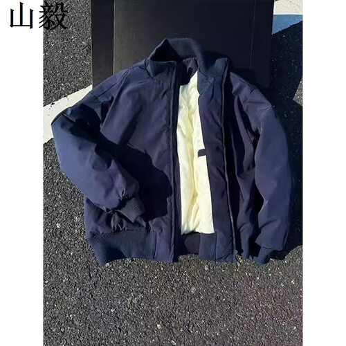 藏青色cleanfit立领夹克棉服外套男款冬季廓形工装棉衣保暖面包服