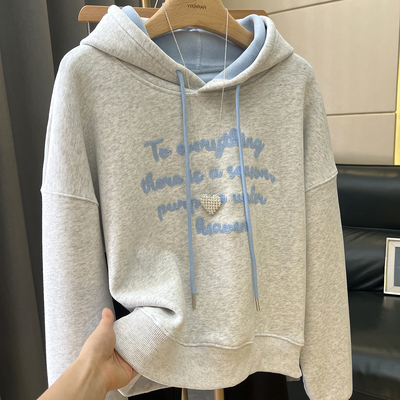 爆款连帽加绒加厚卫衣女