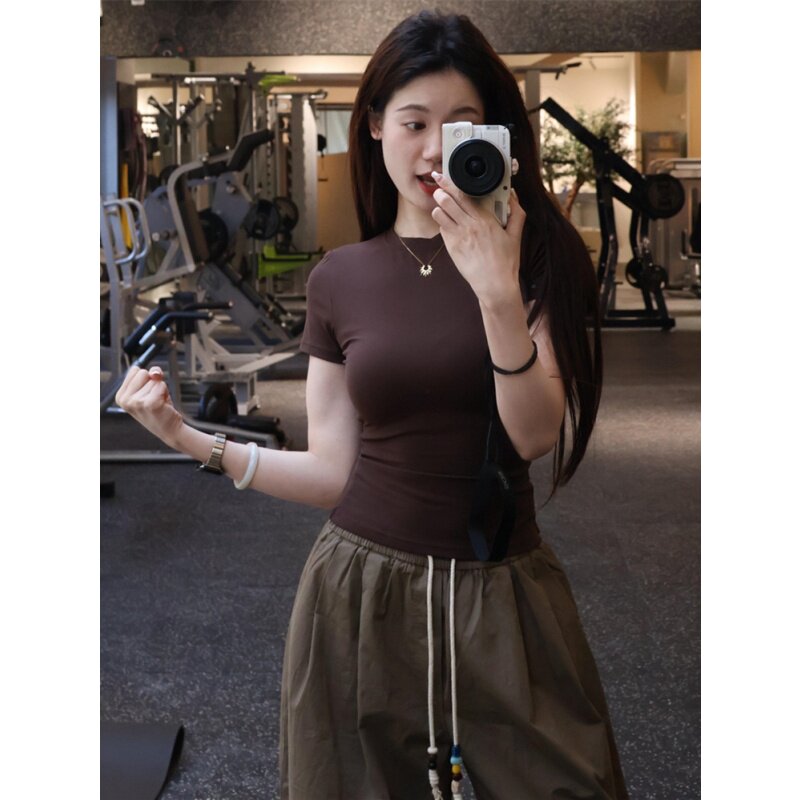 跑步训练短袖女夏季新款速干修身收腰上衣休闲健身运动瑜伽服T恤