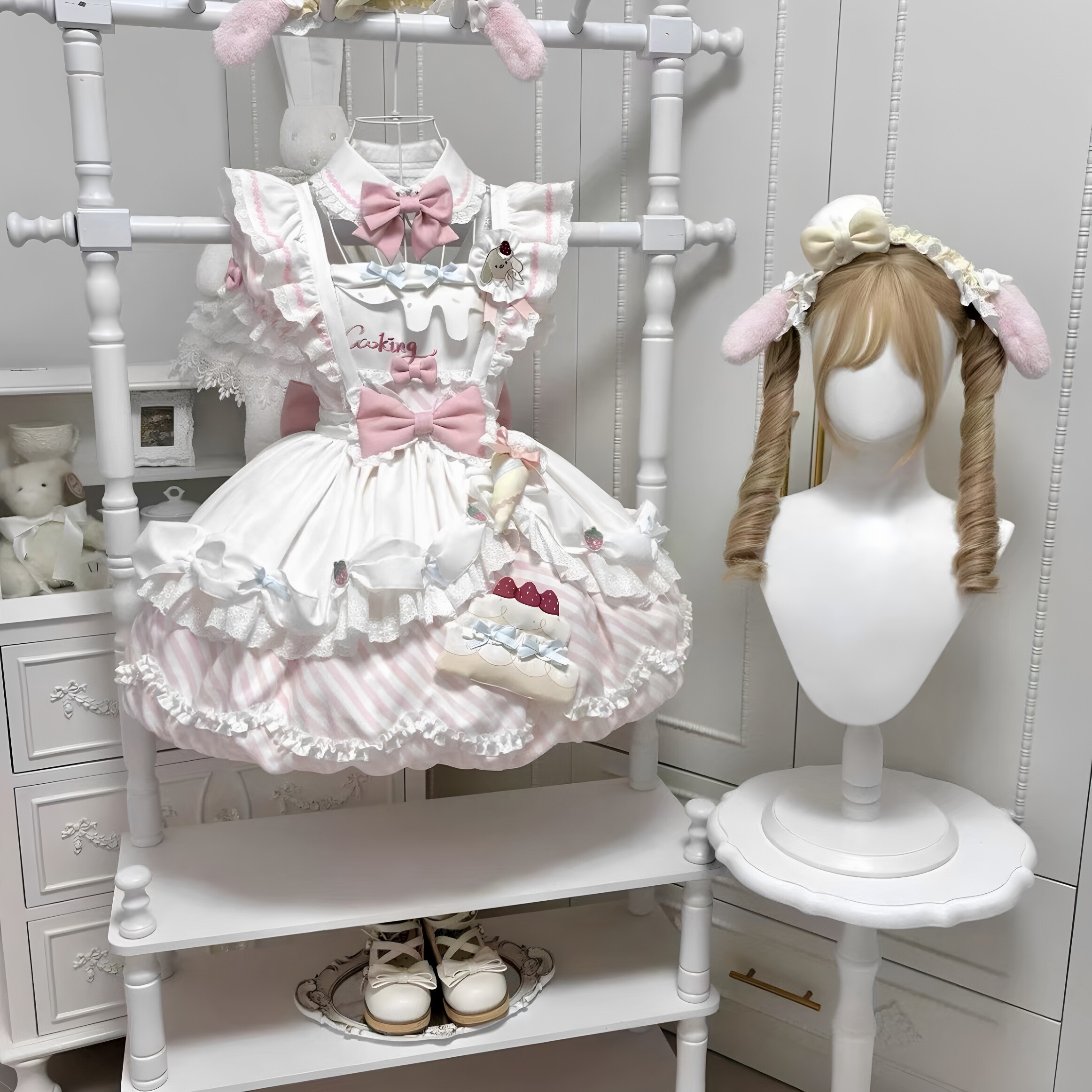 软萌小狗裱花师现货lolita甜美可爱甜妹印花洛丽塔连衣裙学生lo裙