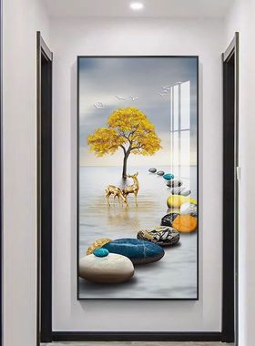 玄关装饰画自粘壁纸现代简约入户正对门客厅走廊过道3d立体墙贴画