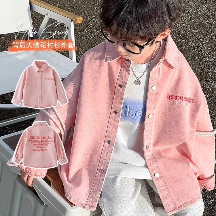 男童牛仔外套春秋新款洋气衬衫男衬衫