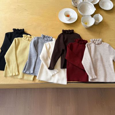 2025冬装新款女童纯棉软儒亲肤保暖打底衫毛衣针织衫半高领宝宝