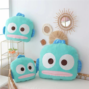 卡通鱼怪汉顿抱枕人鱼毛绒抱枕毯空调盖毯便携车载小毯子靠垫礼物