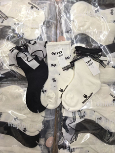 伊卡兔YKT正品春夏新款童袜无骨网眼黑白韩系公主蝴蝶花边袜超薄