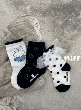 伊卡兔7136秋冬宝宝袜米菲兔花边两岁以内公主袜洋气波点纯棉a类