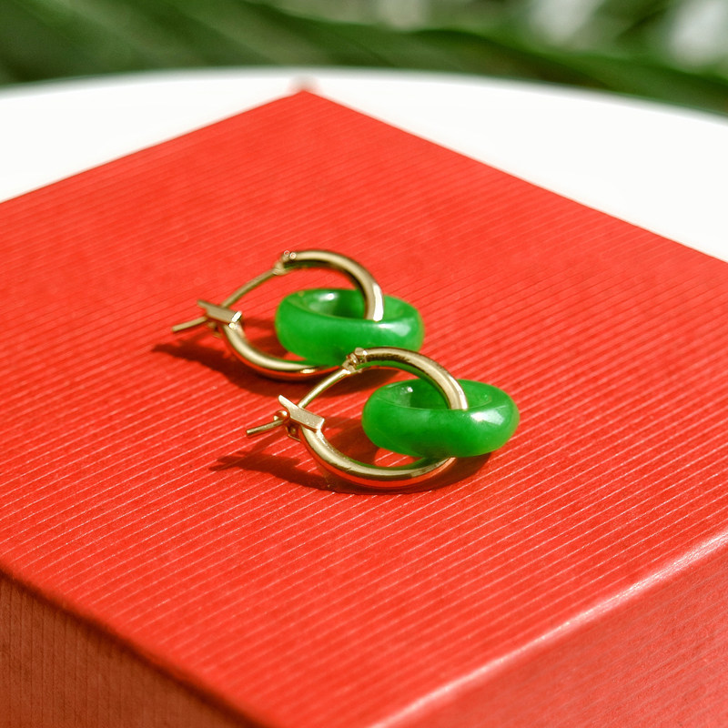 翡翠干青耳环