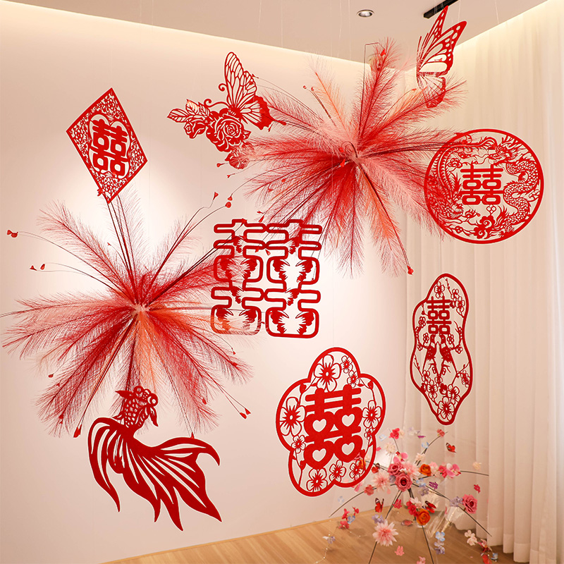 婚房布置套裝2025喜結(jié)婚男女方掛飾煙花裝飾酒店婚臥室婚禮出嫁5
