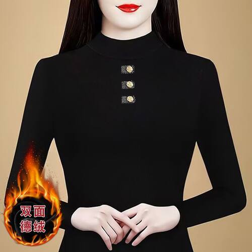半高领德绒发热超舒服打底衫大码