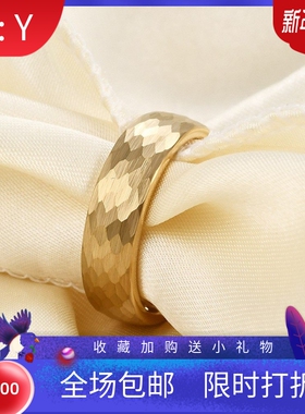 新款欧美跨境亚马逊4 6 8MM简约钨钢复古鱼鳞捶打纹百搭简约戒指