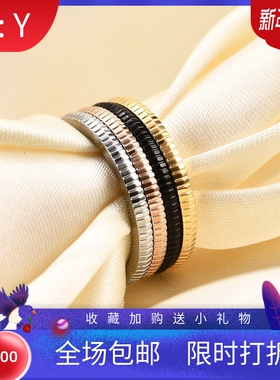 新款欧美ins个性简约四色裂纹戒指组合套装好姐妹闺蜜不锈钢戒指