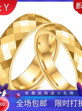 新款跨境欧美ins钨钢4MM 6MM切面多边菱形情侣钨钢戒指指环女