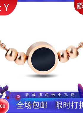 新款欧美热卖个性钛钢9MM黑色滴油圆点三色珠子O字链锁骨链项链女