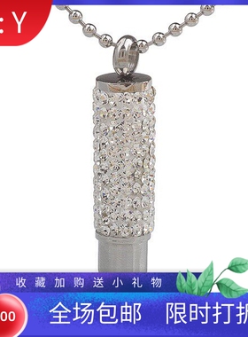 新款欧美时尚潮流退伍老兵纪念子弹头型状 镶钻吊坠项链 钛钢