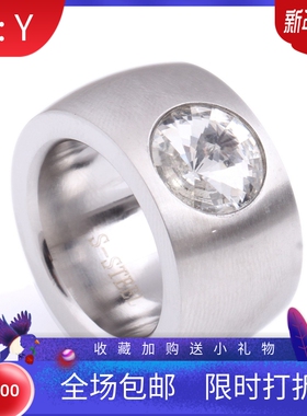 新款欧美时尚百搭扳指14MM不锈钢男镶钻个性戒指 钛钢指环厂家女