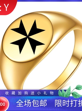 新款欧美不锈钢圆形光面12mm戒指简约十字三角金三色指环女士戒指