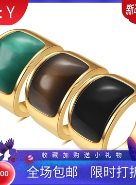 新款欧美跨境创意百搭不锈钢猫眼石大扳指尾戒钛钢不锈钢戒指