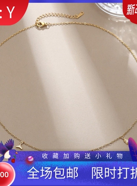 新款热卖跨境简约时尚黄金字母系列海洋生物装饰项链高级感沙滩海