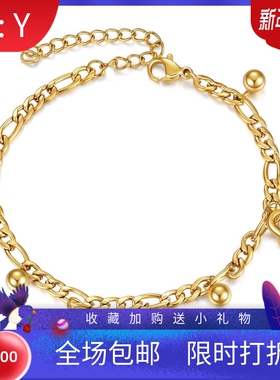 新款欧美跨境时尚4MM简约圆珠个性锁头钛钢手链学生气质百搭手链