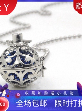 新款韩版ins个性创意水钻球形铃铛项链时尚彩球三色可选钛钢项链