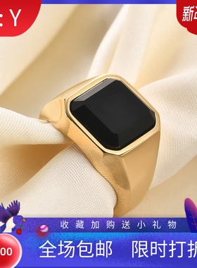 新款欧美不锈钢戒指潮流时尚简约13MM方形镶钻指气质百搭戒指热卖