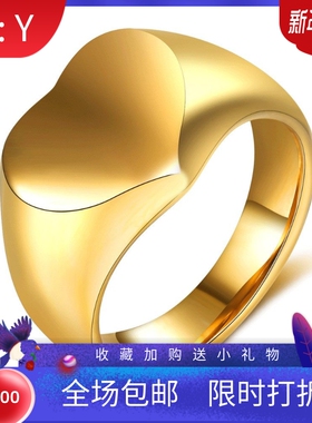 新款欧美跨境热卖个性时尚不锈钢爱心桃心铸造戒指指环可激光Logo