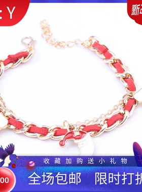 新款欧美跨境圣诞手链 时尚个性雪花圣诞树合金滴油手链热卖