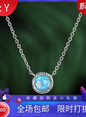 白金欧泊圆圈锁骨链新品