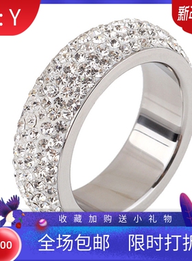 欧美风满钻钛钢现货戒指