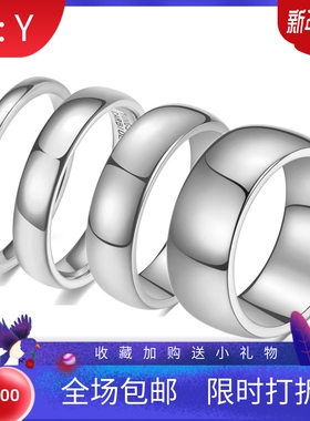 新款欧美跨境热卖2 4 6 8MM光面素圈钨钢情侣戒指指环个性女