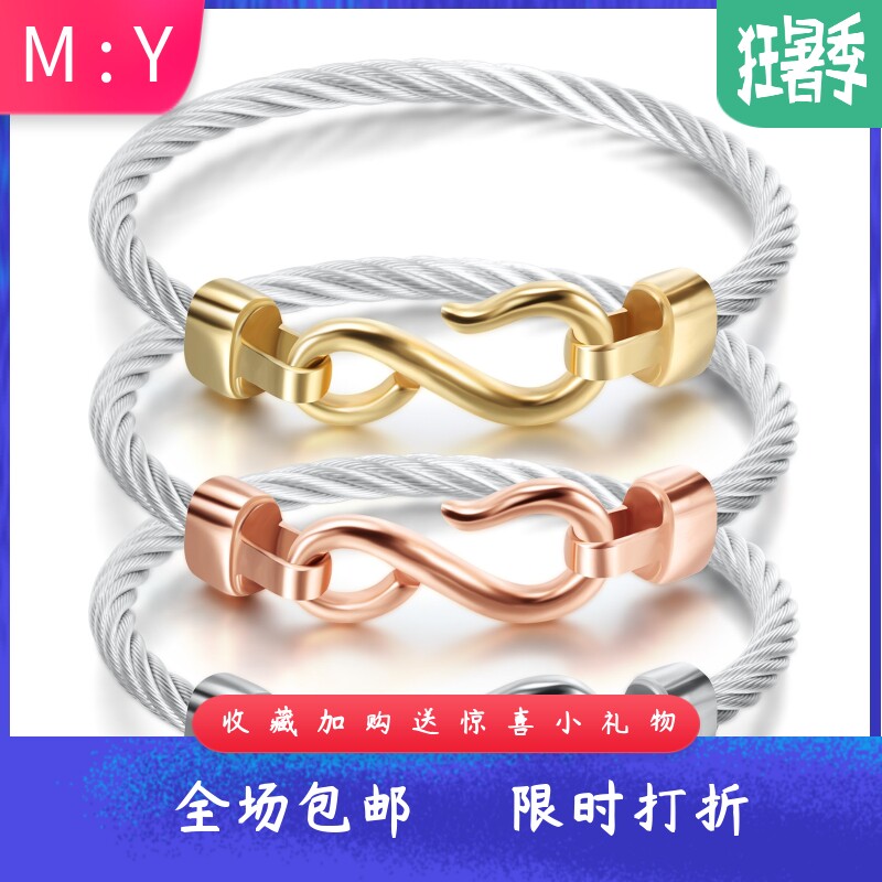 欧美简约个性手镯10MM电缆线鱼钩