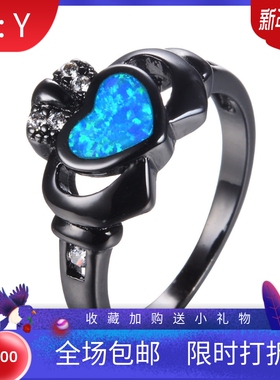 欧泊心形带钻锆石现货戒指新品