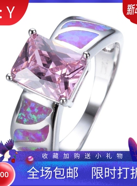 新款 白金10KT澳宝方块钻时尚指环