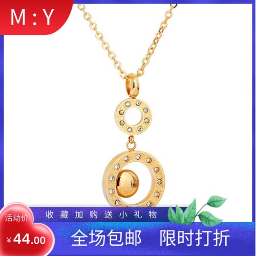 新款欧美跨境 女镂空长条圆形18K金时尚水晶风铃锁骨女项链毛衣链