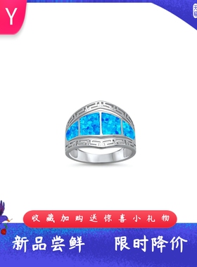 欧美风进口opal欧泊澳宝宽面戒指