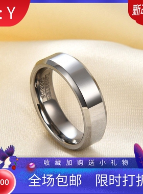 新款欧美跨境6MM 8MM双斜边三色钨钢光面戒指简约百搭戒指环
