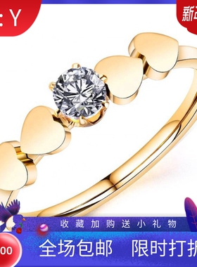 新款欧美跨境热卖个性时尚女小爱心对称锆石女款表白求婚不锈钢戒