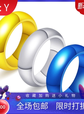 新款欧美时尚不锈钢简约ins时尚2 6MM戒指百搭可激光Logo三色指环