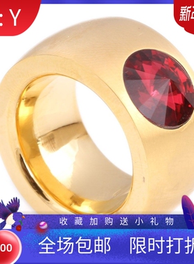 新款厂家 欧美时尚百搭14MM真金电镀不锈钢戒指女士钛钢复古戒指