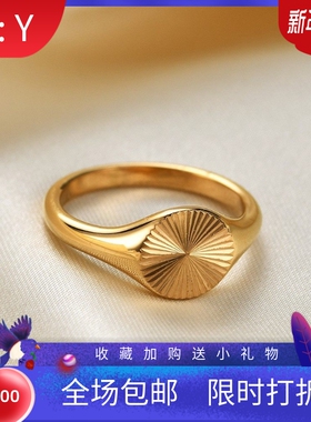 新款欧美跨境热卖9MM斜面条纹铸造时尚简约不锈钢钛钢戒指18K金指