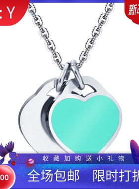 love蓝色滴油心扉钛钢锁骨链新品