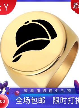 新款厂家不锈钢光面棒球帽帽子戒指圆形22MM钛钢指环百搭个性热卖